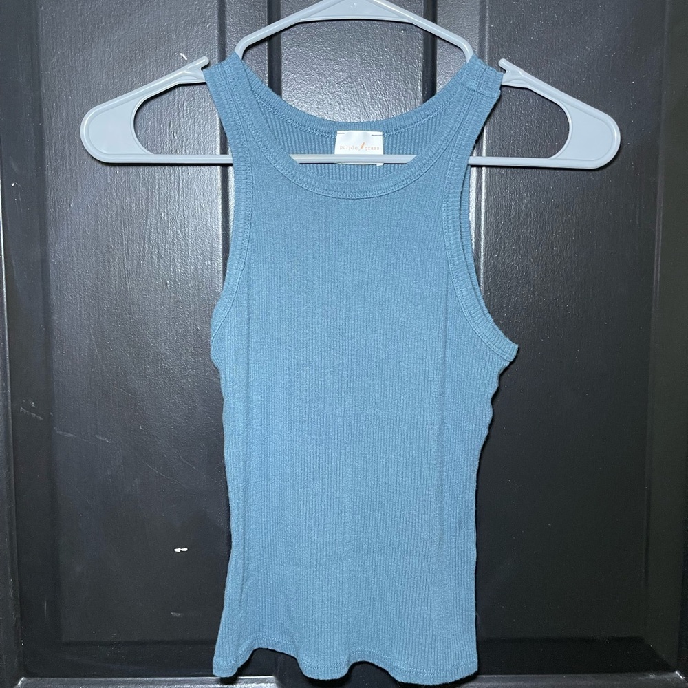 Cobalt Blue Purple Grass Racerback Tank Top